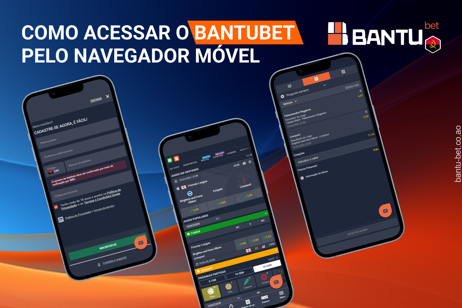 Instruções passo a passo para apostadores angolanos sobre como apostar no Bantubet via navegador móvel